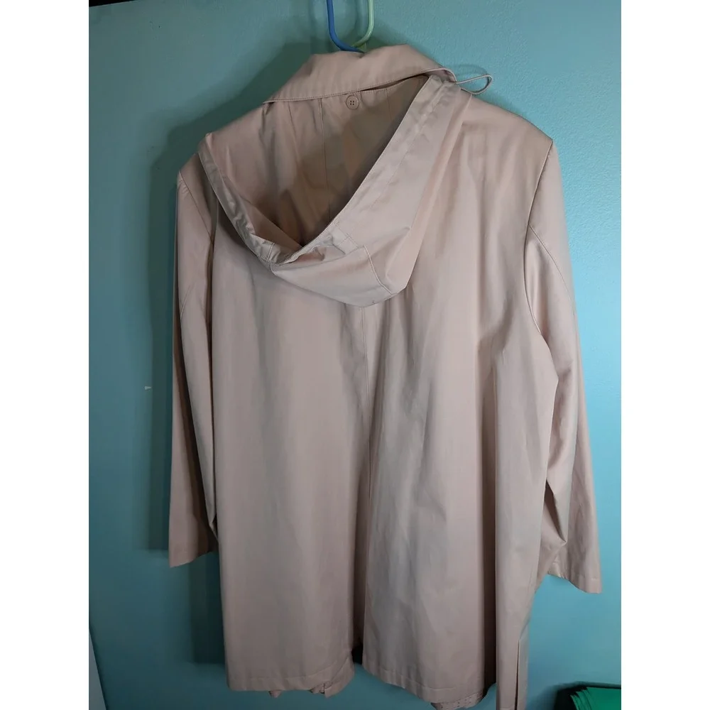 Gallery Woman Light Pink Hooded Raincoat Snap‎ Front Jacket Plus Size 1X